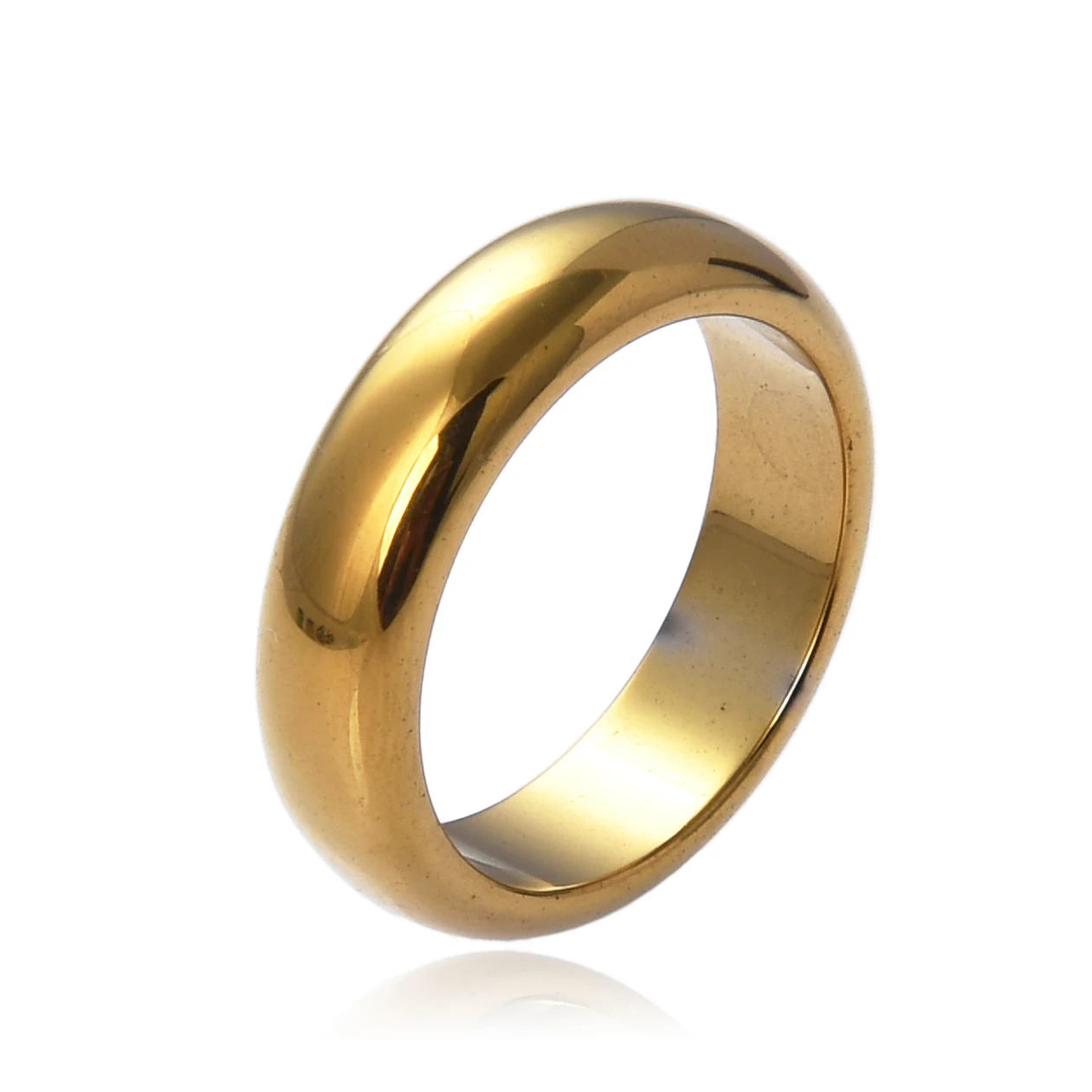 

2022 Haosiqi high quality 6 mm curved gold hematite ring simple design ring