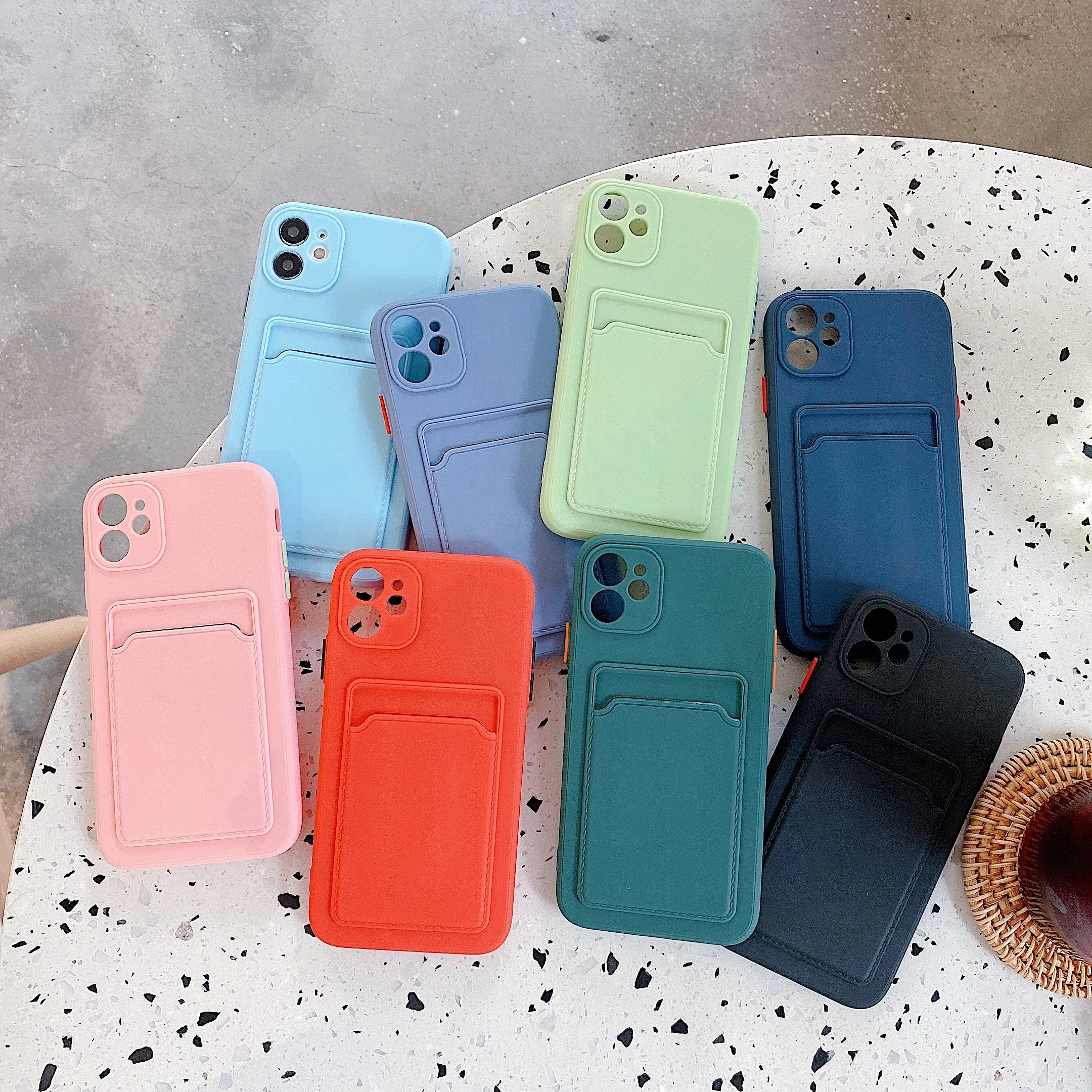 

Card Holder Mobile Phone Case for iPhone 12 Mini/12/12 Pro/12 Pro Max TPU Bumper Phone Back Cover for iPhone 11/Xs Max/Xs/Xr/8/7, Multi colors