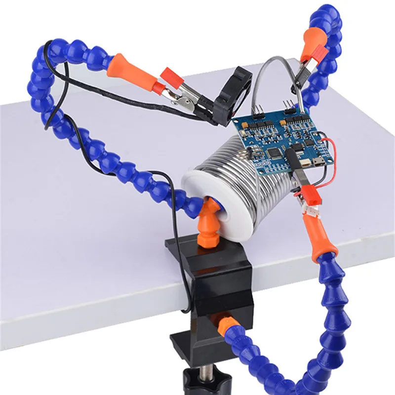 Soldering Station with 4Pc Flexible Arms Soldering Iron Holder Third Helping Hand Tool PCB Welding Repair Welding Tool 