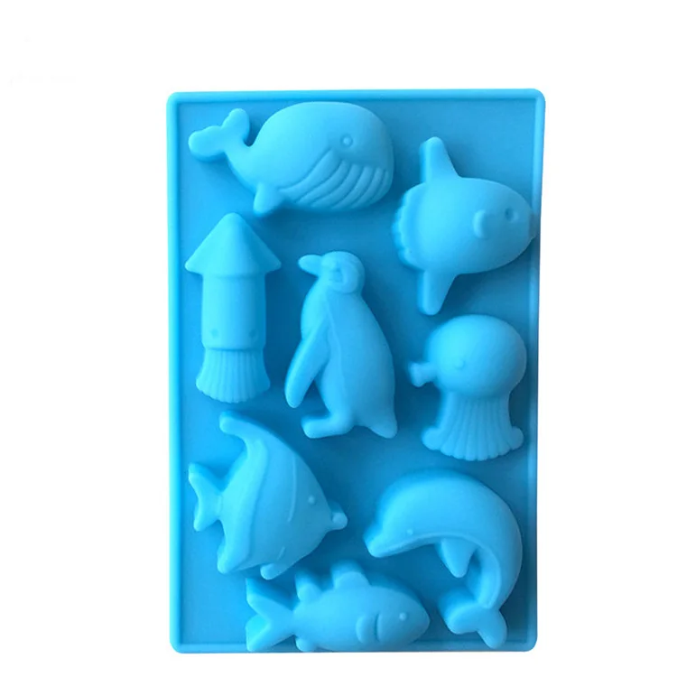 

Amazon hot sale 8 Sea World Dolphin Model Chocolate silicone mold Handmade soap ice cream mousse jelly mold, Random color