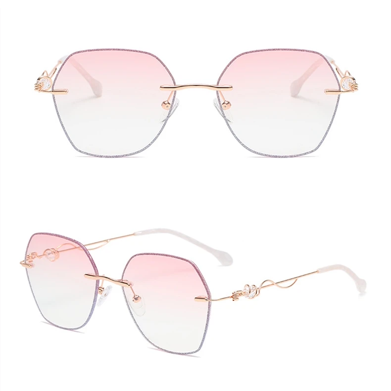 

DLO003 Bling rimless tint eyeglasses blue light blocking glasses whole sale fashionable eyewear
