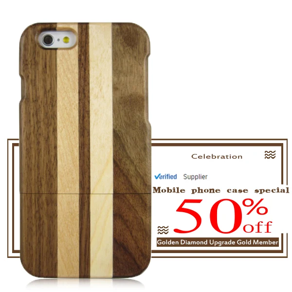 

Wholesale discount limited edition black walnut simple environmental maple and upper and lower card slot back case for Iphone 6