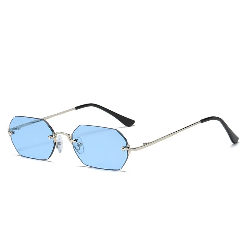 

2021 Fashion Women rimless little square metal Frame Clear Lens Tinted OEM ODM Sunglasses 3510