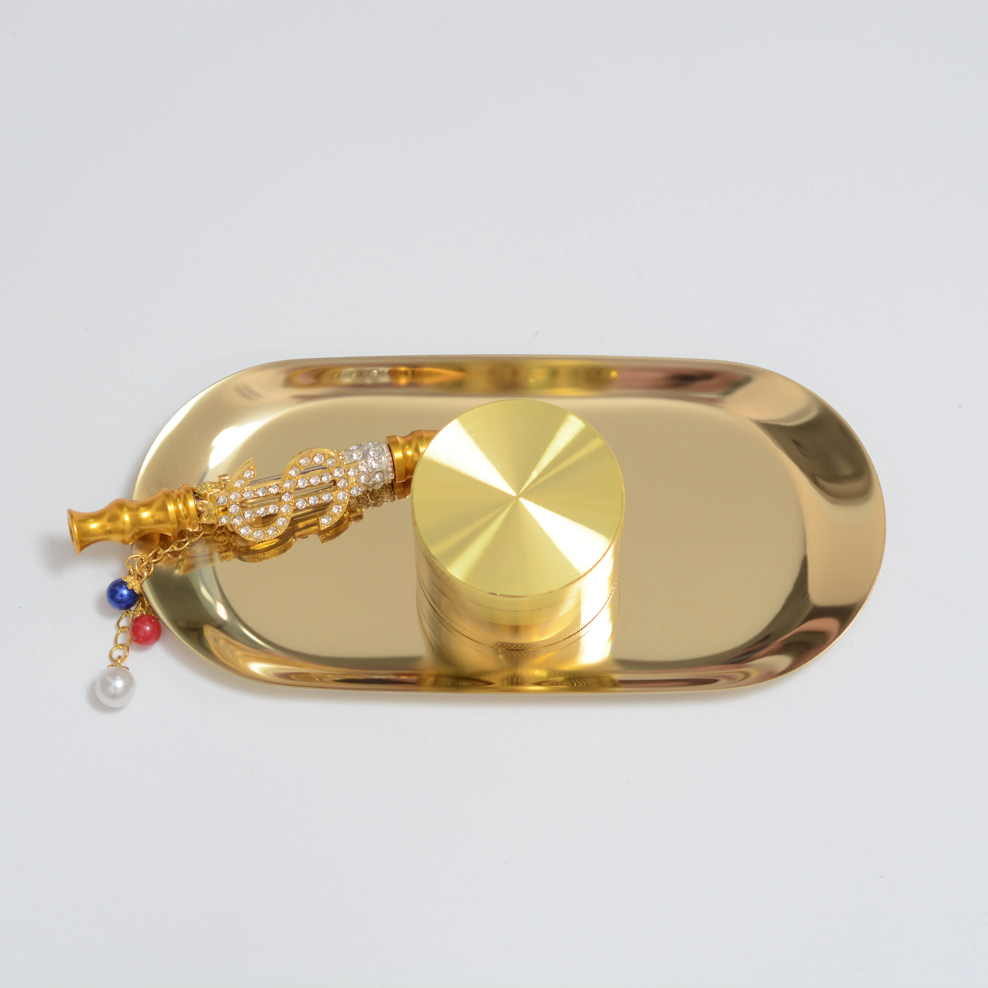 

New Design Golden Diamond Mouth Tips Hookah Mouthpieces Luxury High-grade With Smoke Grinder And Tray