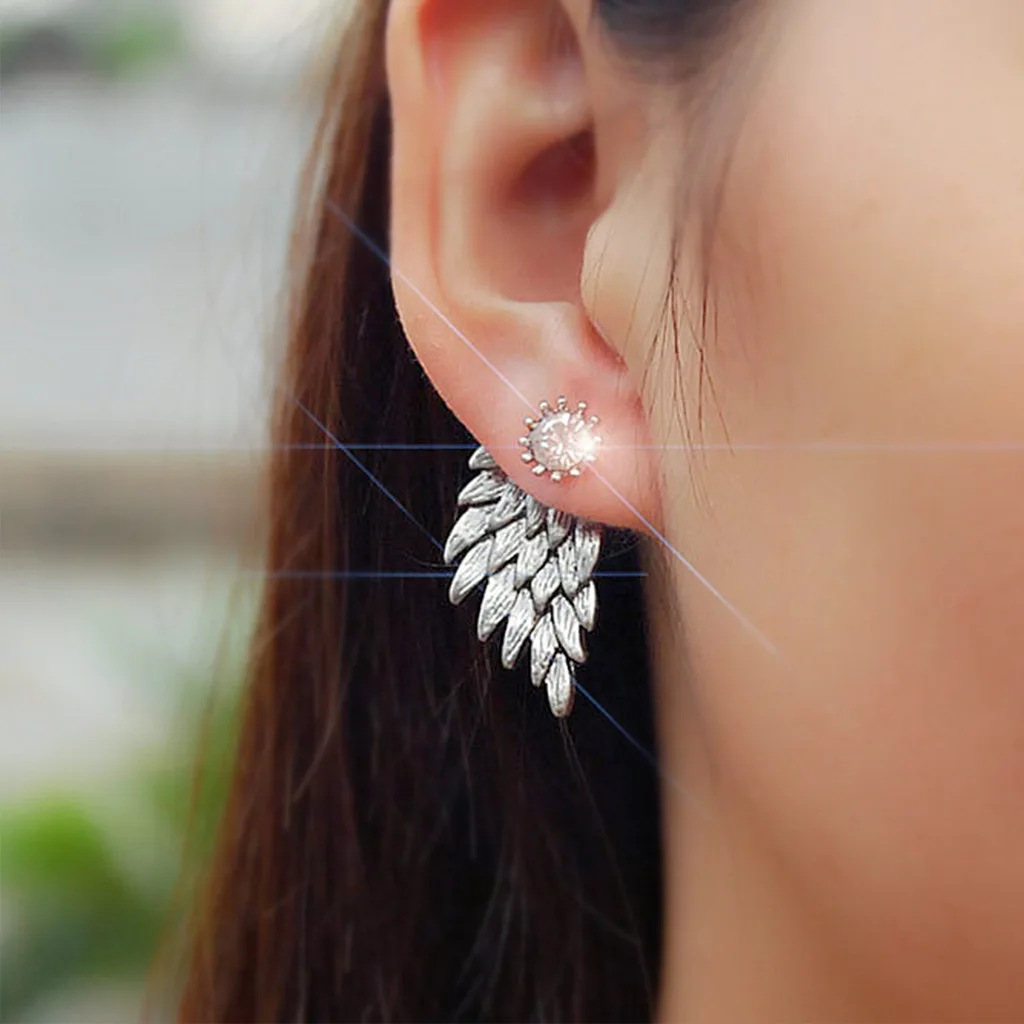 

Korea New Style 925 Sterling Silver Simple Fashion Chic Angel Wings Stud Earring Jewelry for Women