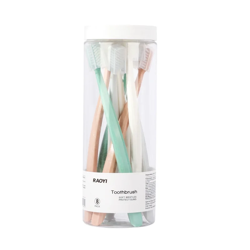 

New Barrel Macarone Toothbrush Family Adult Soft Hair 8 Pack With Sheath Manufacturer Wholesale