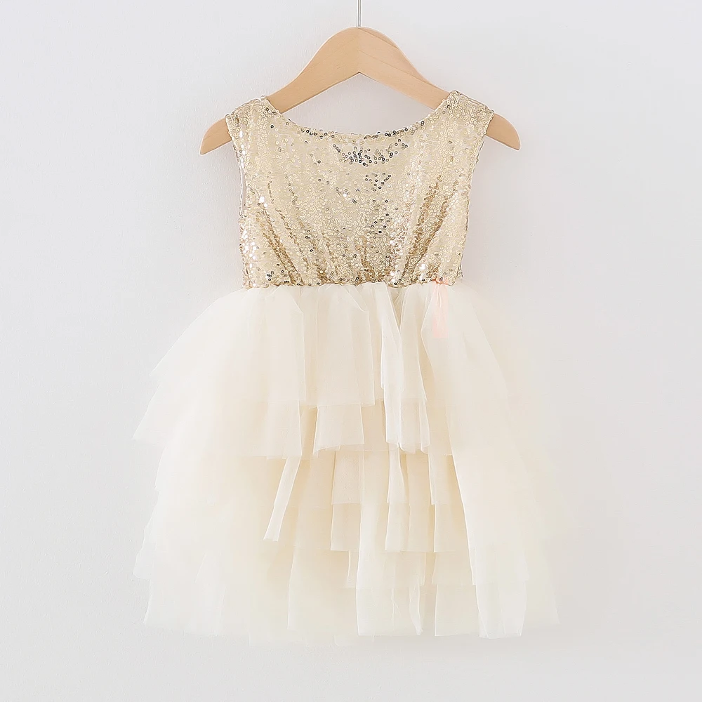 

Wholesale High Quality Sleeveless Girls Layer cake skirt , Big Bow design Boutique Baby Princess dress