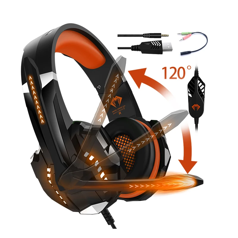 

Free Sample 3.5mm Phone G9000 Pro Gaming Headset 2nd Edition Mic LED Headphones Stereo For Logitech