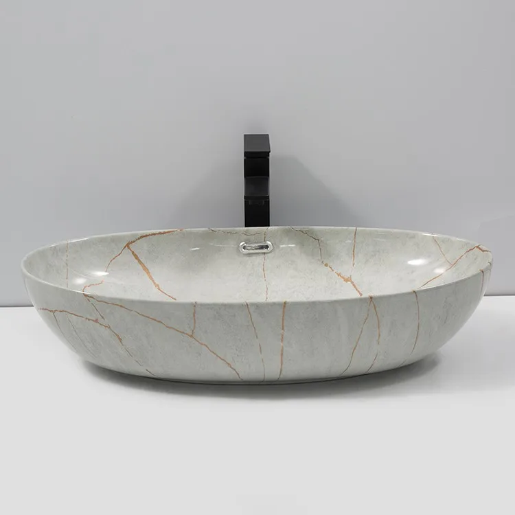 grey-marble-bathroom-sink-9761-P-528-front-elevation-continuous-curved-sidewall-copper-red-vein-lines-grey-background