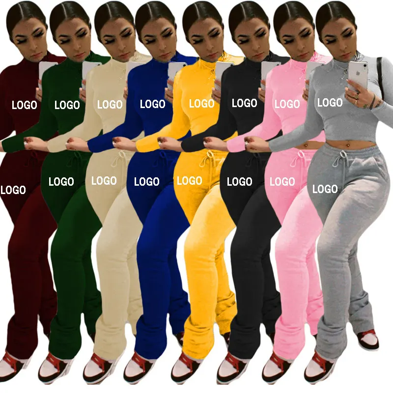 

2021 Custom Fall Winter Fashion Women Clothing Outfits Joggers 2 Piece Set Women Sweatsuit Sets, Pink, yellow, gray, black, wine red, apricot, blue, green