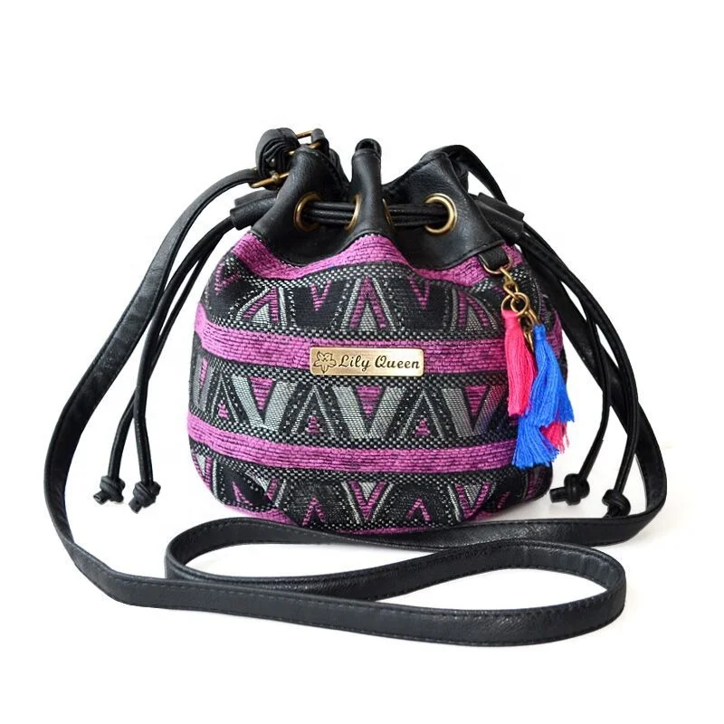 

Good quality boho ethnic styles canvas bucket shoulder bag