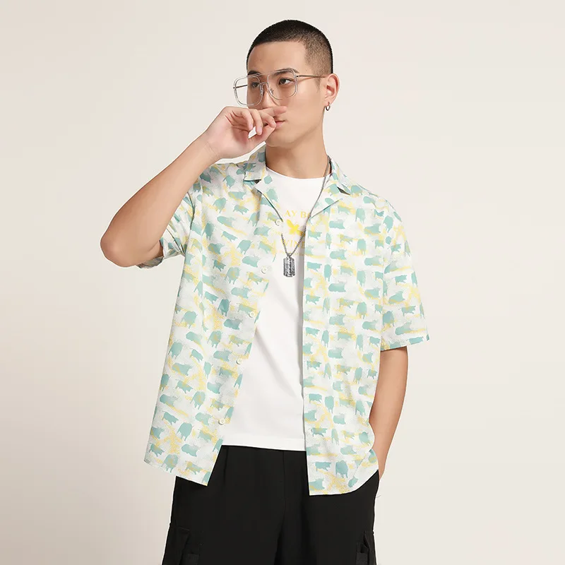 

2021 casual shirt men's summer new custom LOGO popular print men's fashion shirt, Picture