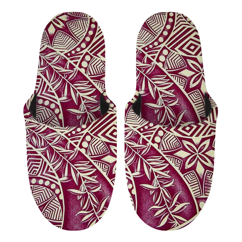 

Polynesian Print Custom Logo Designer Warm Slippers Women Room Slipper For Winter