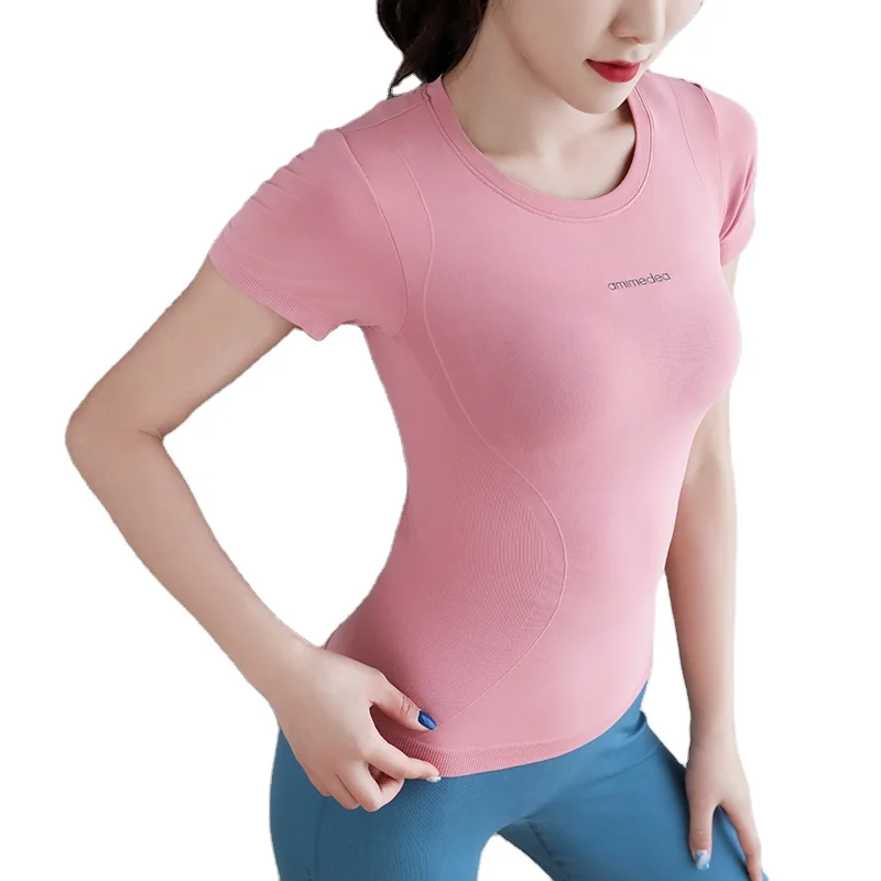 

Women short Sleeve Super Soft Slim Fit Fitness Gym Running Yoga Active T Shirts, Customized colors