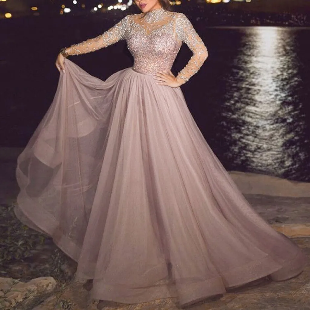 Kancoold Dress Women S Sexy Solid Color Long Sleeve O Neck Lace See Through Long Summer Dress Fashion New Dress Women 2019dec24 Dresses Aliexpress