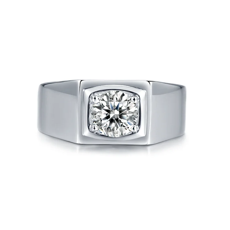 

Qianjian jewelry diamond simple sterling silver halo wedding rings for man