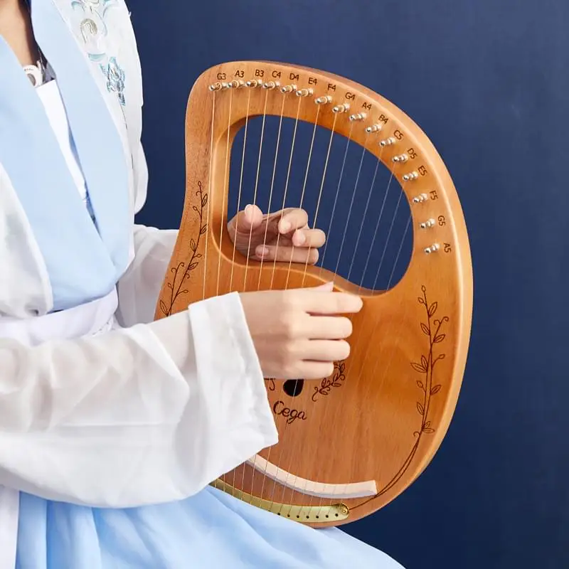

2021 best selling 16 string instrument lyre harp stringed musical instruments parts, Wood,blue,coffee