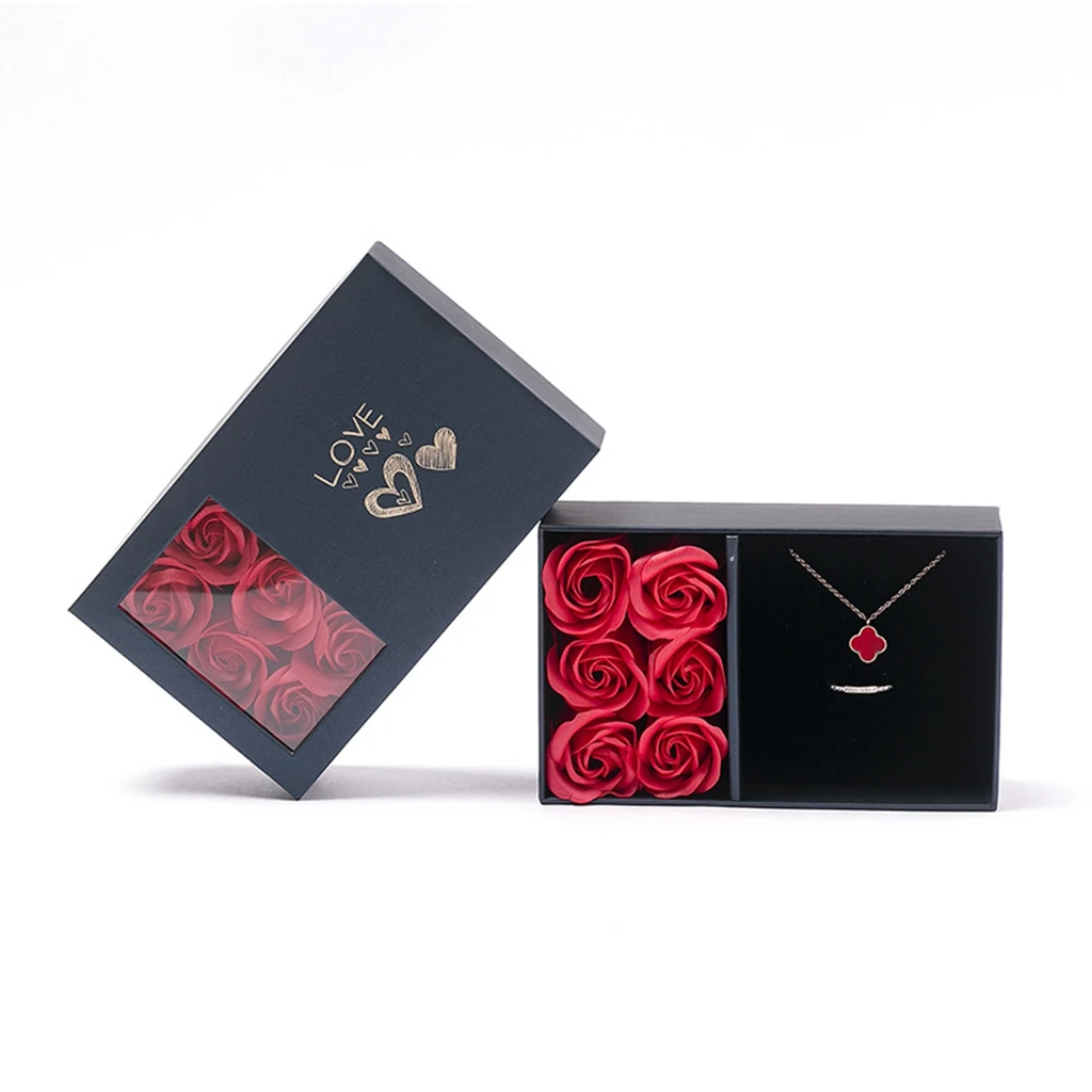 

Jinayon Ready in Stock Valentine's Day Flower Box Paper Gift Rigid Boxes Custom Boxes for Jewelry with 6 Soap Rose Handmade