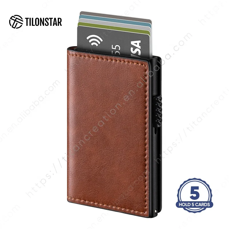 

New Trend Aluminum Wallet Metal Wallet Rfid Blocking Card Case Leather Card Holders