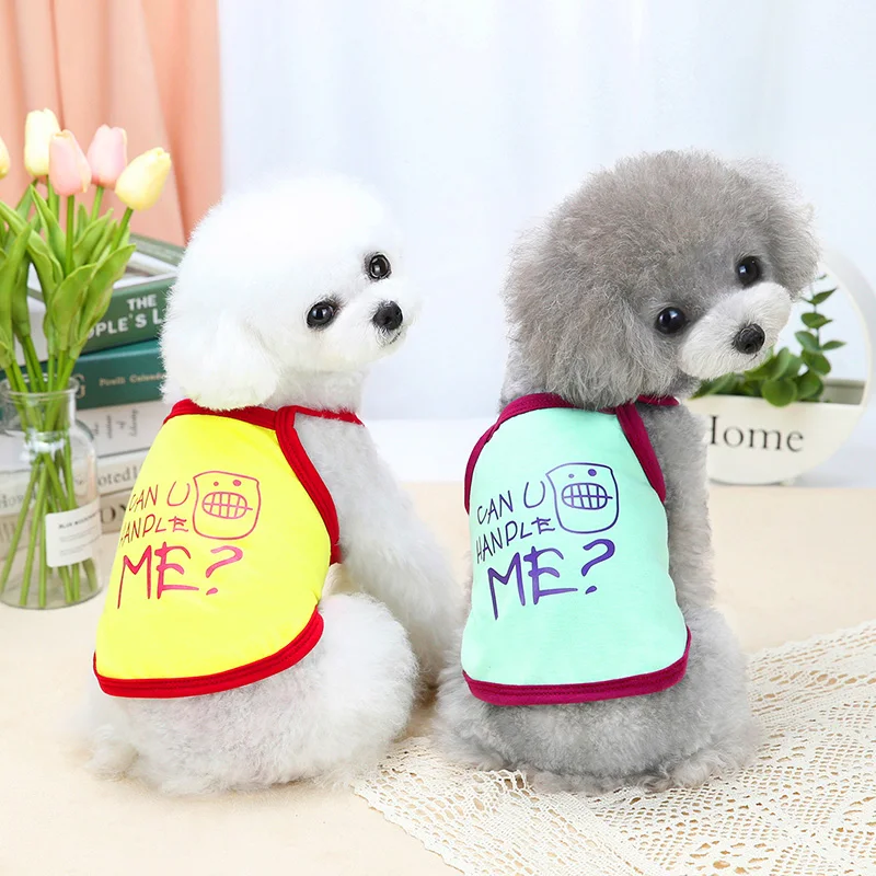 

Fashion cute stretch cotton pet Smiley face pattern sling casual dog clothes, White