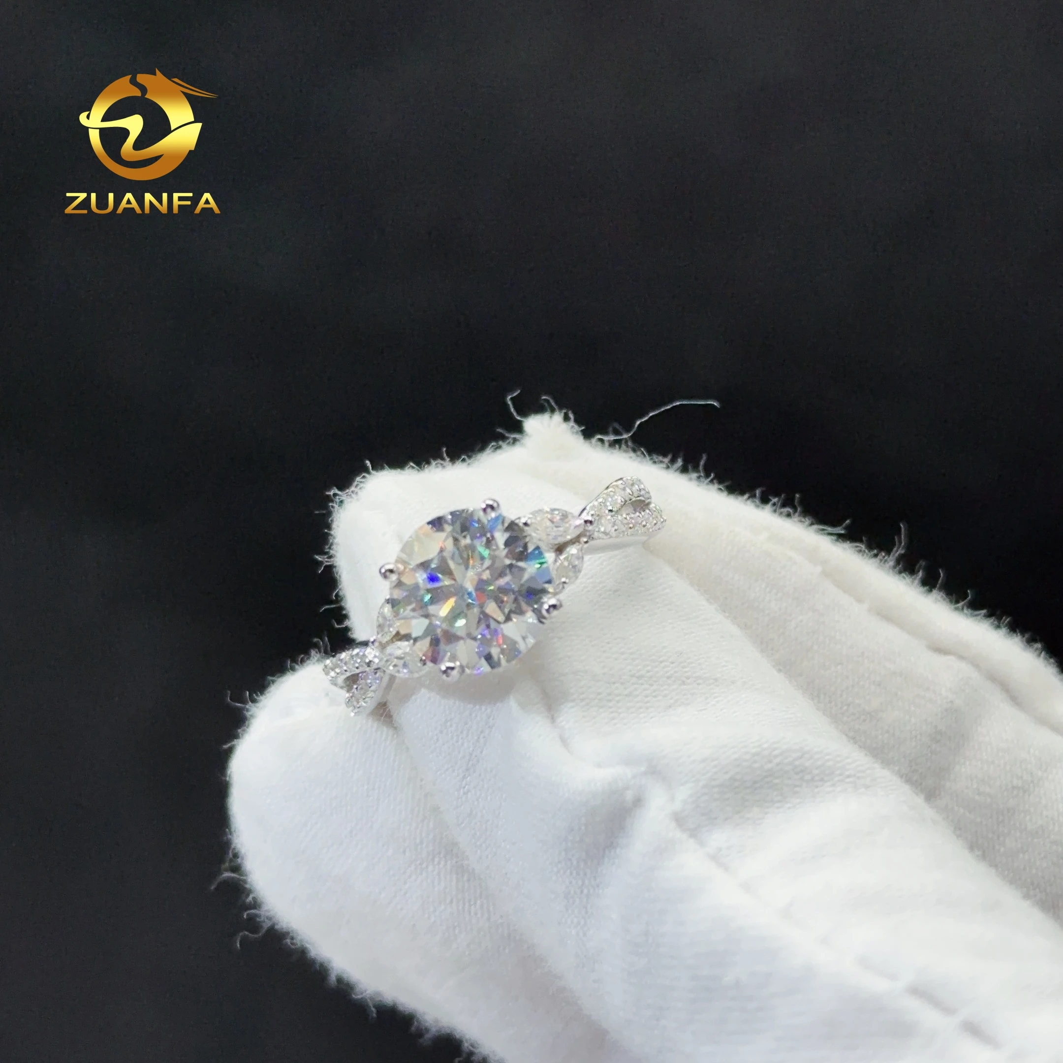 

GRA Certified Luxury VVS Moissanite Ring 925 Sterling Silver White Gold Plated round Diamond Wedding Band Women Anniversary