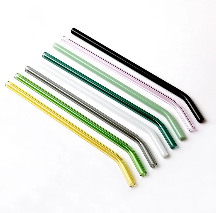 

Heat Resistant Reusable handmade Clear Glass Hot Cold Drink Drinking Straws, Colorful