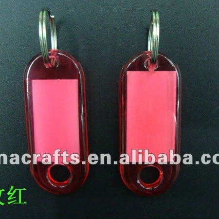 

Red crystal Clear plastic key tags