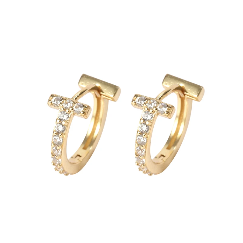 

Trending Women CZ Pave Hoop Earrings 925 Silver Jewellery Zircon Gold Hoops Earrings 18K
