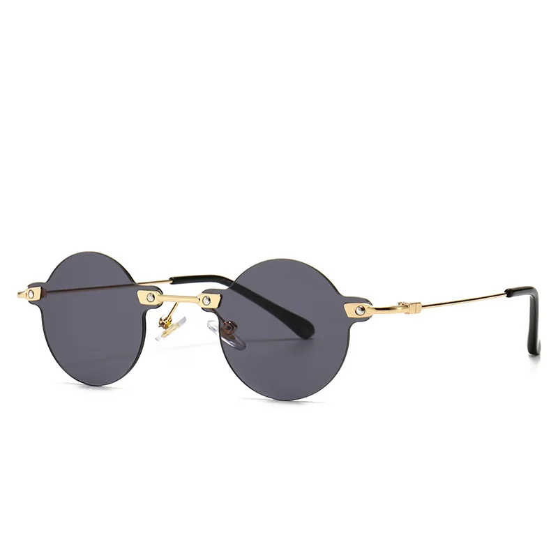 

HJ Newest fashion style Modern retro round rimless metal sunglasses for men