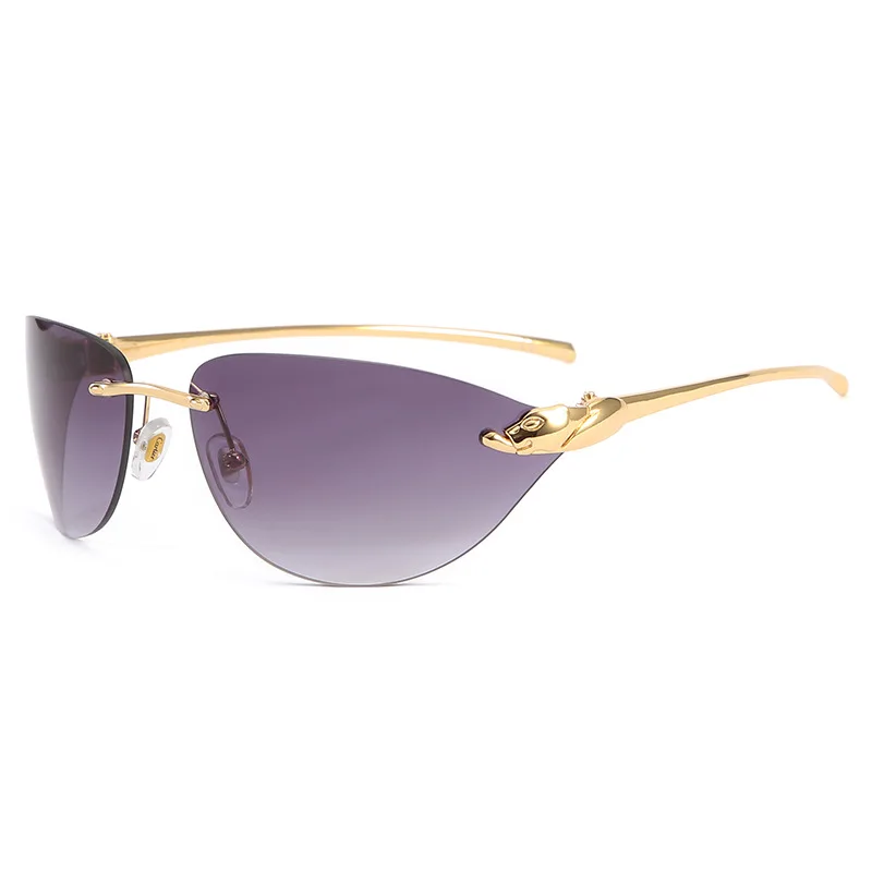 

New arrival Sunglasses 2021 Design metal sunglass luxury women frameless trim cat eye sunglasses