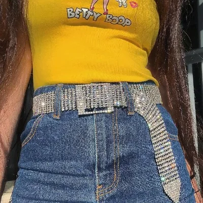 
D00410 full diamond exaggerated body female retro street shot waistband women belt jewelry wholesale 