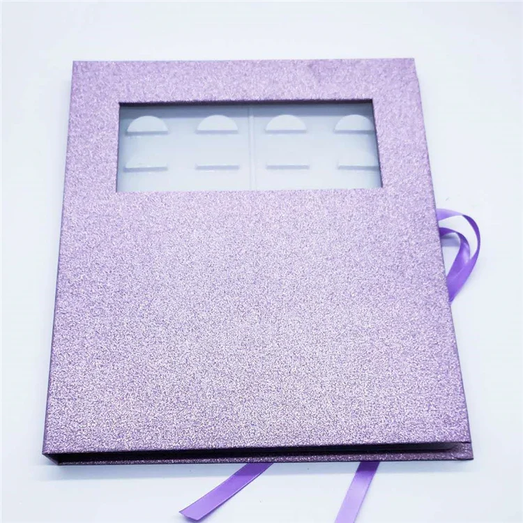 

purple 16 pair lash book with window, 25mm mink false eyelash package book, 16 pair eyelash storage book, Like pic or customized