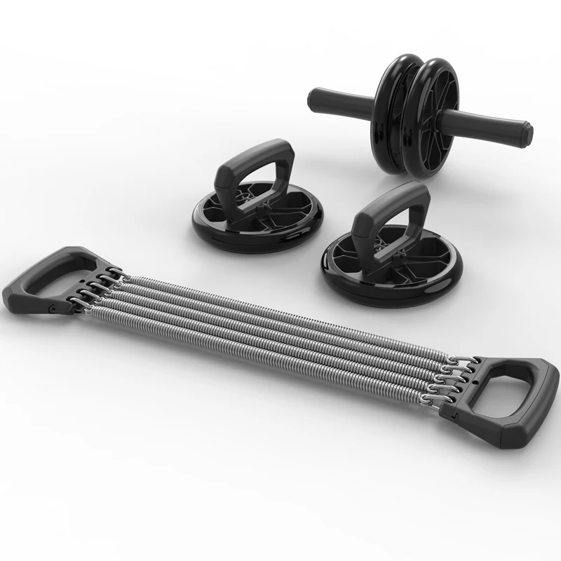 

Abdominal Core Exercise AB Wheel Roller Set with Push Up Bar and Knee Pad for Abs, Black/blue/orange