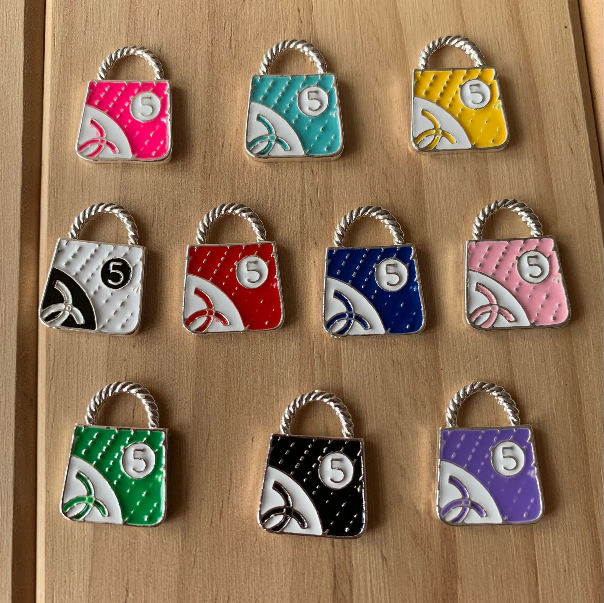 

silver metal lady handbag charms cute color enamel silver purse bag charms various silver bag charms in stocks, As picture