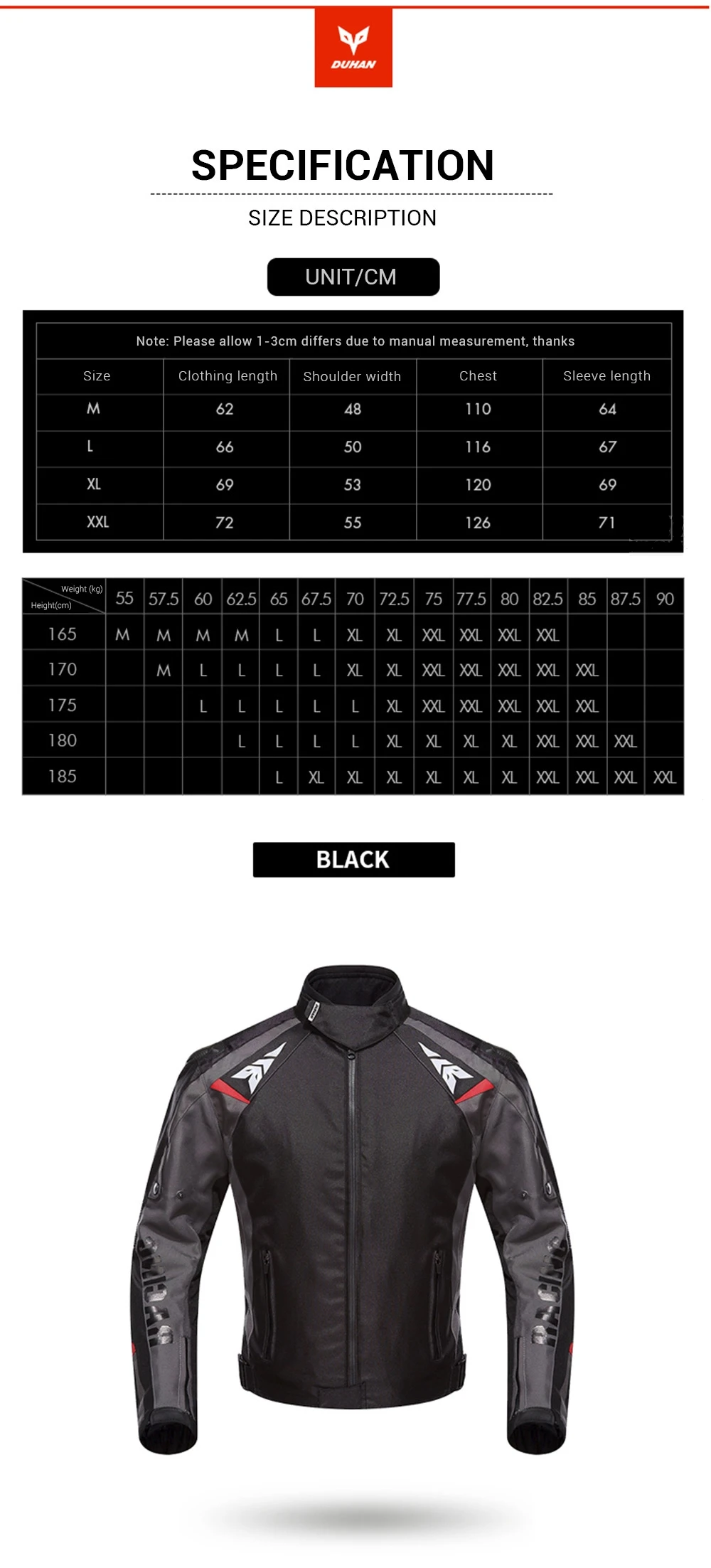 DUHAN Waterproof Motocross Jacket Polyester 600D Full Body Protective Gear Motorcycle Jacket For Autumn Winter