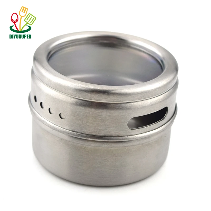 

canister can pot metal magnet set box stainless steel magnetic tin containers spice jar, Customized