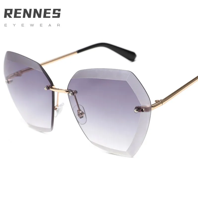 

[RTS]Fashion trendy metal irregularity rimless glasses colorful clear lens uv400 sunglasses women lady oversized custom glasses