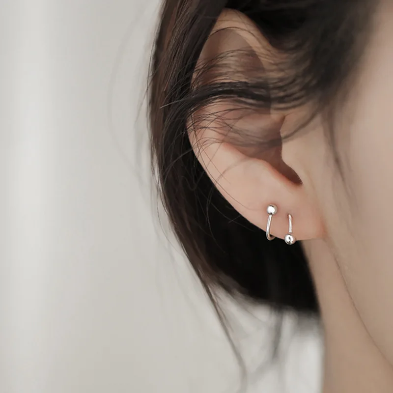 

Korean Screw Swivel Spring Stud Earrings Personality 925 Sterling Silver Earrings for Girls Normcore Ear Cuff Earrings, Photo