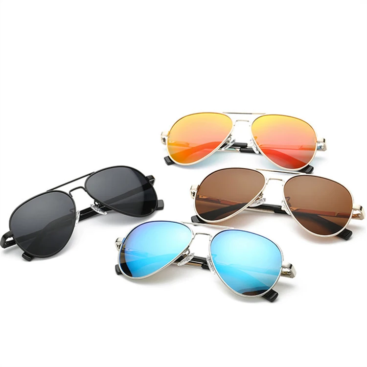 

UV400 Kids High Quality Polarized Metal Ray Brand Design Pilot Parent-child Shades Sunglasses, Black / gun / silver / gold