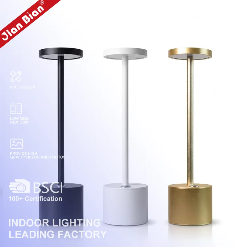 Hot Sales European Minimalism Lampada Da Tavolo Led Battery Decor Touch Dimmable Cordless Rechargeable Small Table Lamp