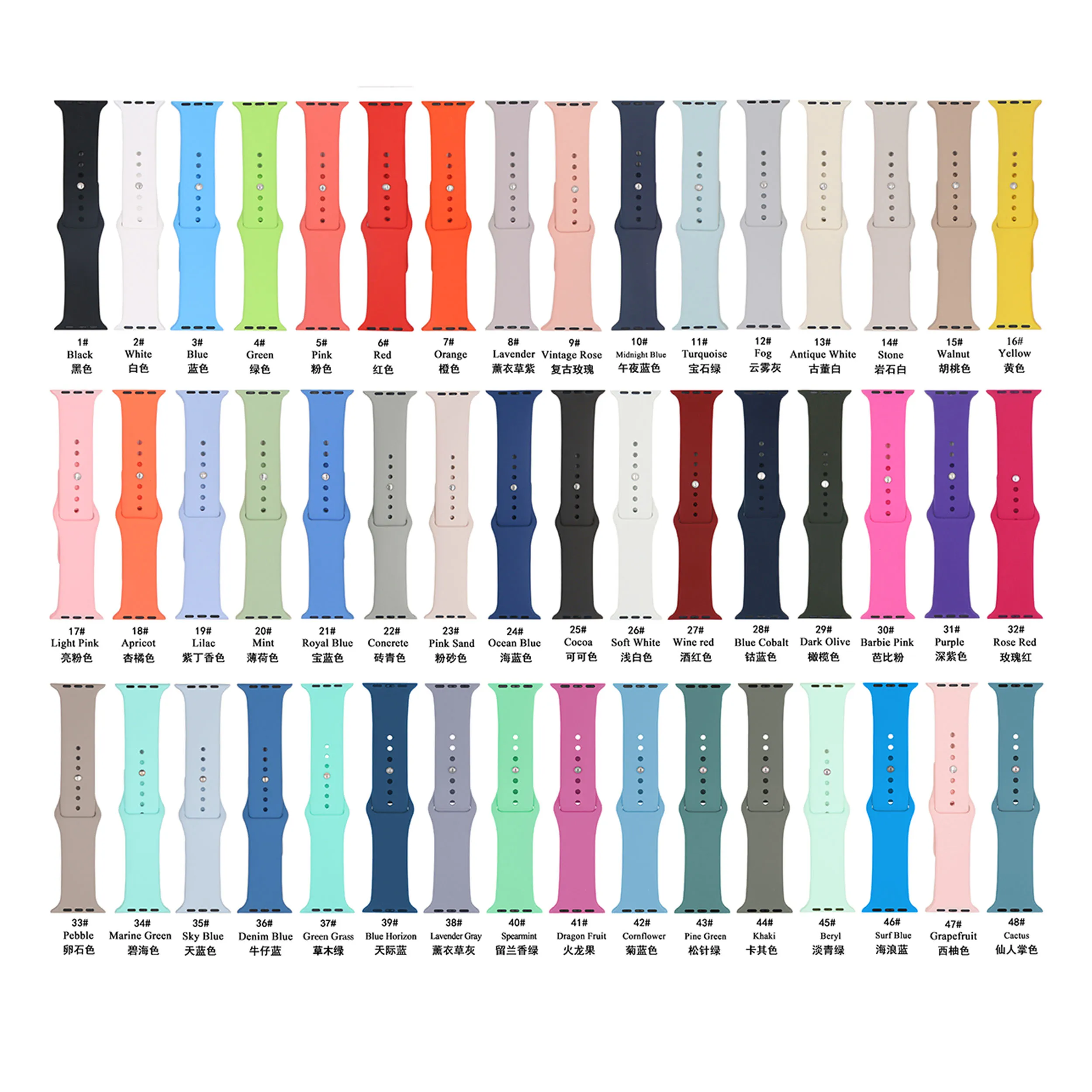 

Single Color Silicone Watch Band for Apple Watch Series 4 5, fashion Apple Watch Band Silicone, Multi colors