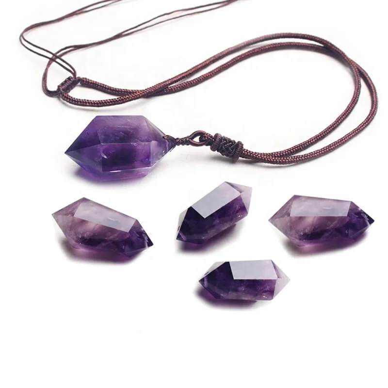 

Wollet Classic Unisex Healing Natural Stone Amethyst Pendant Necklace