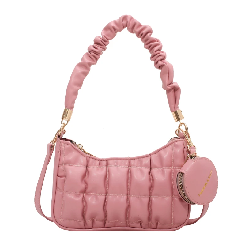 

2022 Womens Folds Purse Handbags Bag Turn Lock Chain Shoulder Bag, Multicolor