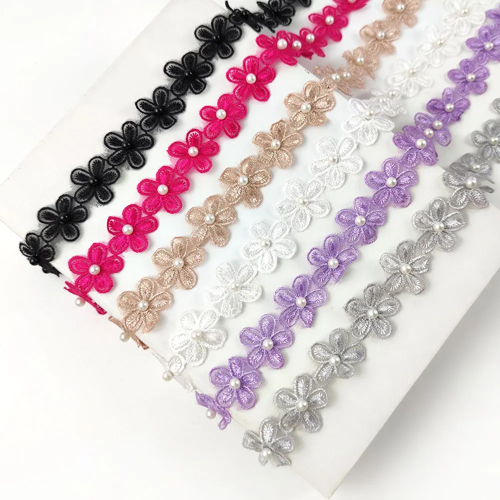 

Deepeel CR164 DIY Clothing Accessories Environmental Protection Water Soluble Hollow-out Five-petal Flower Pearl Lace
