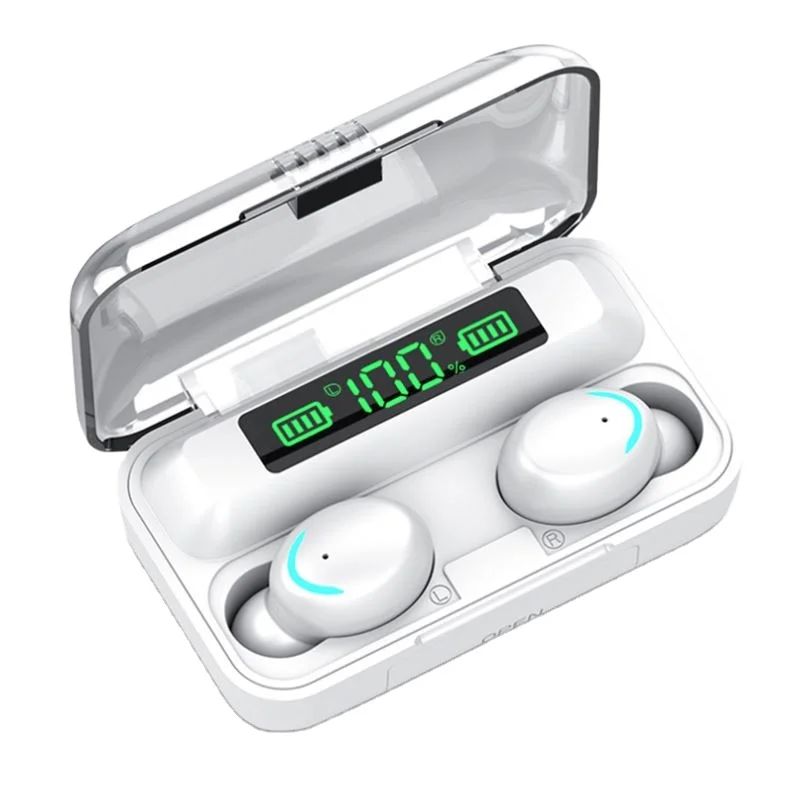 

F9-5C F9-10 F9-5 2000Mah Ipx7 Waterproof Led 5.0 Tws White Button Display Digital Wireless Earbuds