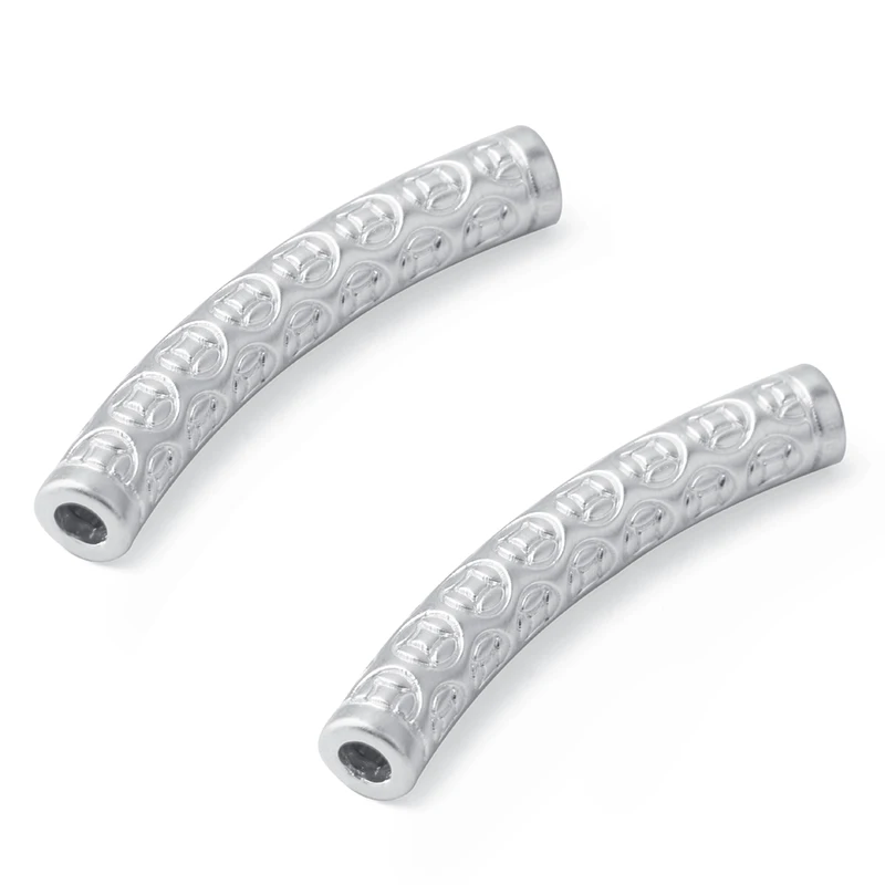 

Authentic S999 Pure Silver 6.5*42MM 3D Coin Bend DIY Braided Beaded Sterling Silver Stereo Catheter Accessories Wholesale
