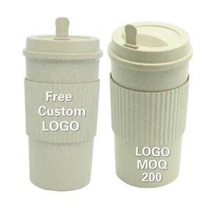 Image of Free custom LOGO Good Price Customized Embossed or Printed Logo Travel Silicone Lids Naturally Bamboo Coffee Cup