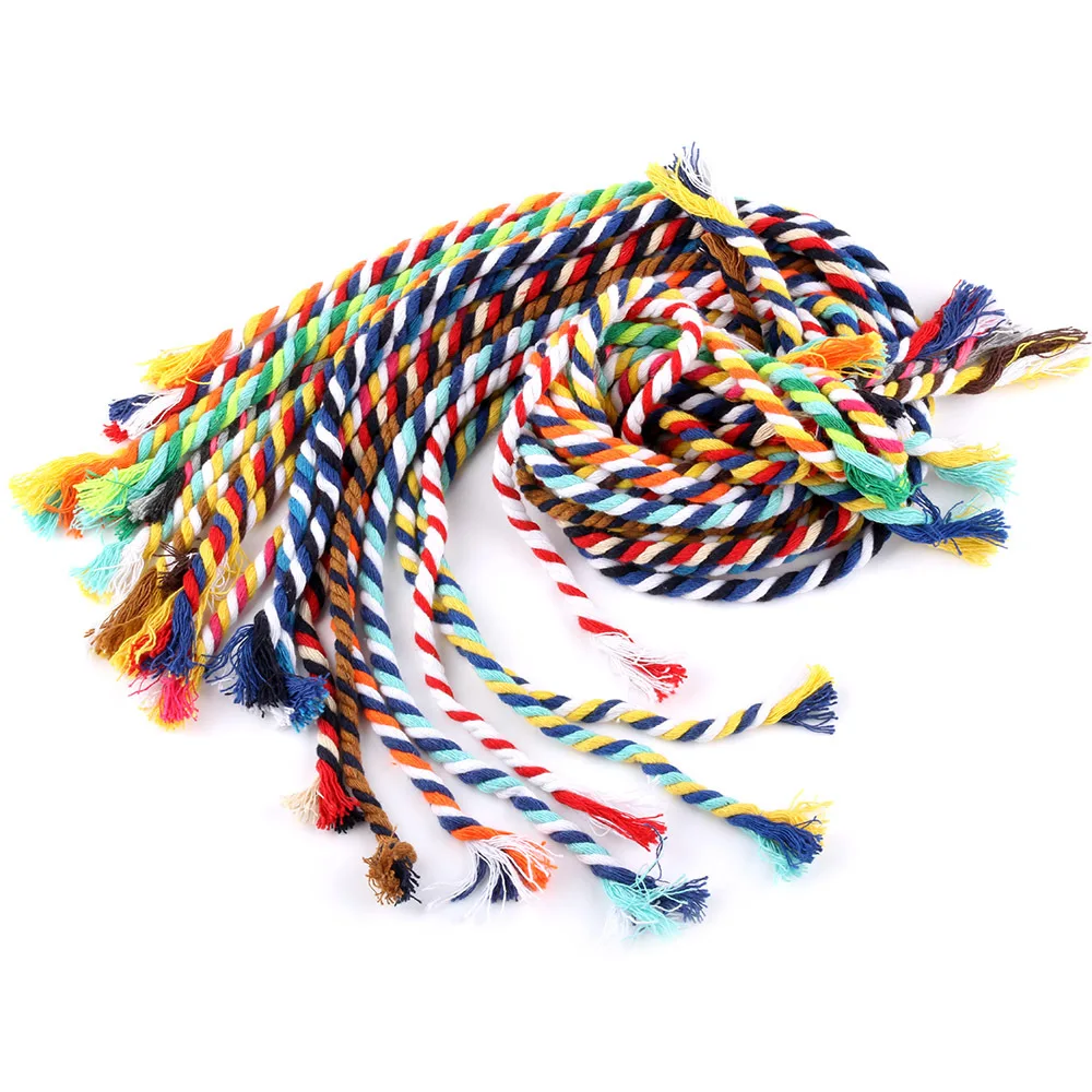 

[8]5mm cotton rope dog twine three-color 5mm 3 strand twisted cotton string triple-strand three color macrame cotton cord, 20 colors