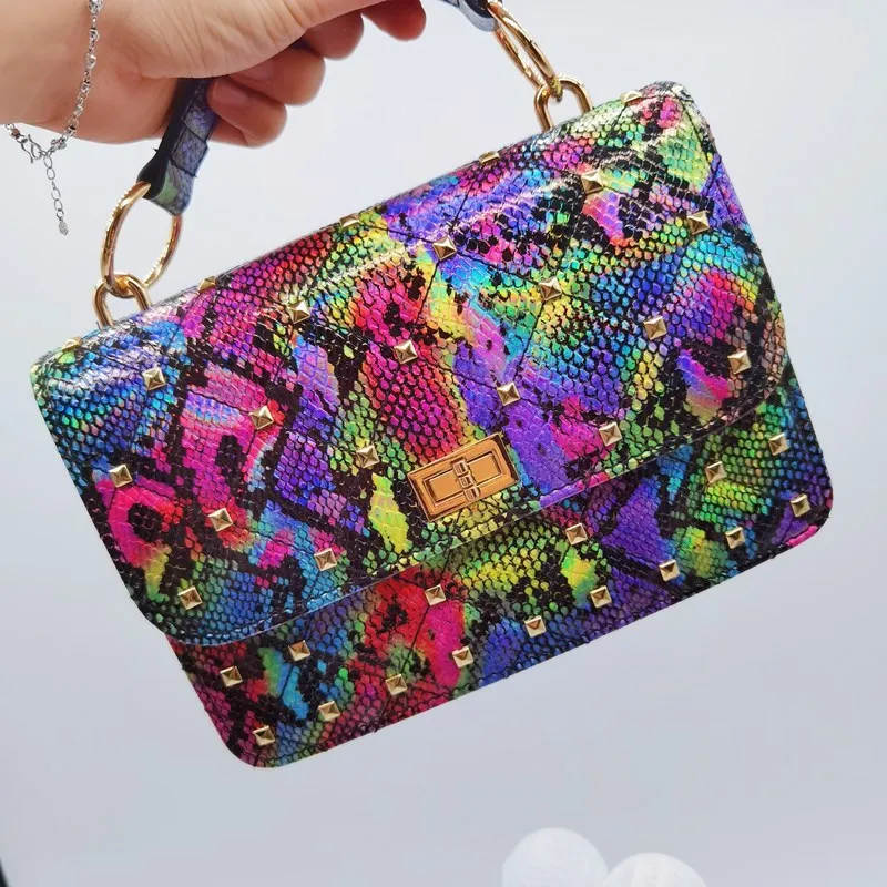 

DLL fashion women Snake print one shoulder chain bag fashion diagonal bag handbags 2021, As picture or customized make