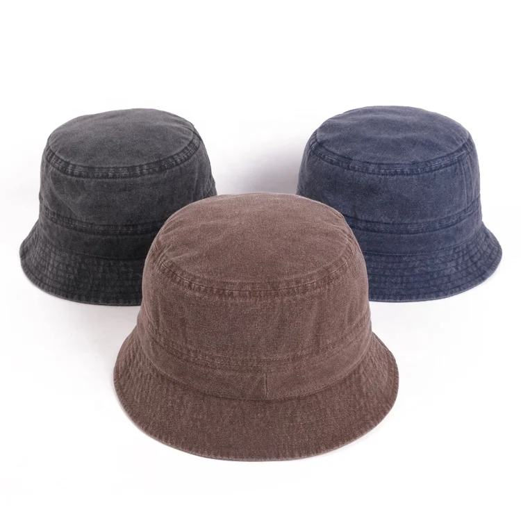 

Designed Custom Logo Mens Women Plain Distressed Vintage Fisherman Bucket Hats